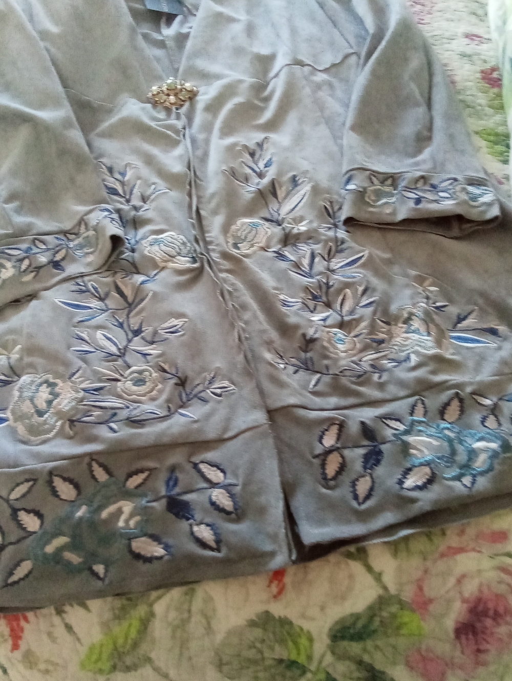 Curations Embroidered Duster Coat, NWT - Picture 6 of 8